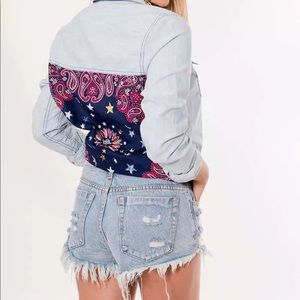 Free People S Bandana Bandit Button Shit Blue